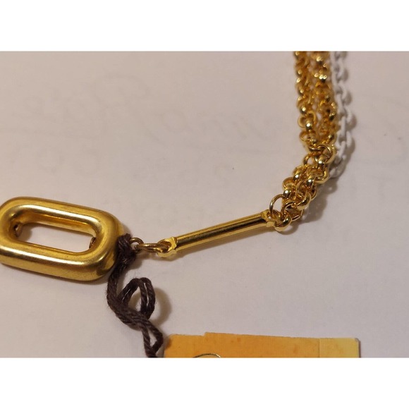 Vintage Castlecliff Gold White Tone Necklace Chain Link Choker NEW With Tags - Picture 10 of 13